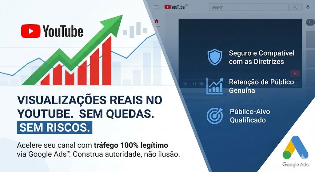Visualizações Reais para YouTube (Via Google Ads™) – Tráfego Premium e Seguro